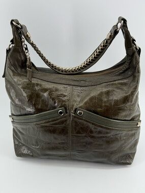 Tre Vero Rare Soft Luxury Leather Hobo Olive Green Leather Shoulder Bag